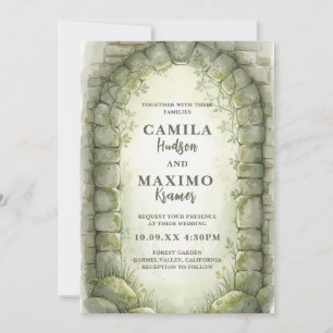 Garden Wedding Invitation Rustic Stone Arch