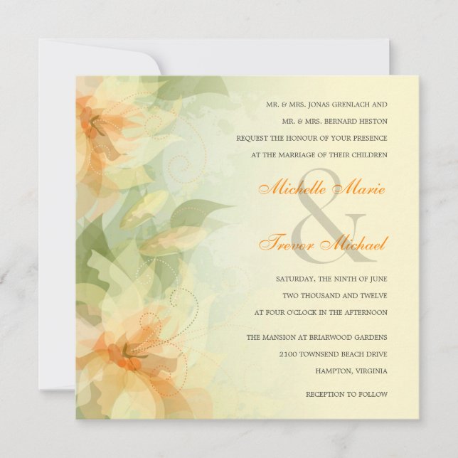 Garden Wedding Invitations - Soft Yellow Floral (Front)