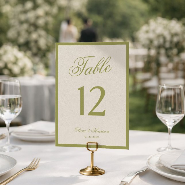 Garden Wedding Olive Calligraphy Table Number (Creator Uploaded)