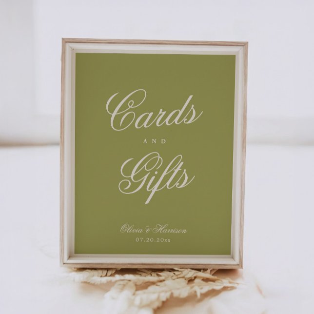 Garden Wedding Olive Green Calligraphy Gift Sign (Creator Uploaded)