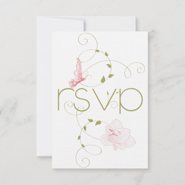 Garden Wedding Pink Lilies  RSVP Card (Front)