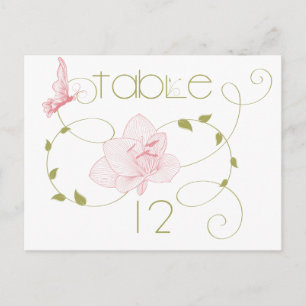 Garden Wedding Pink Lilies Table Card