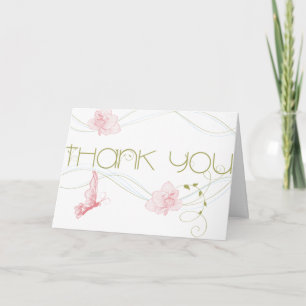 Garden Wedding Pink Lilies Thank You Card