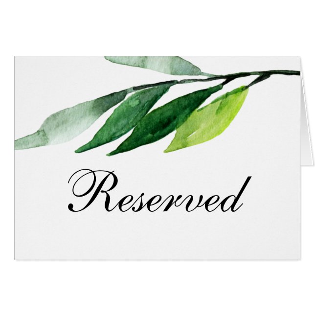 Garden wedding reserved sign. Green leaves (Front Horizontal)