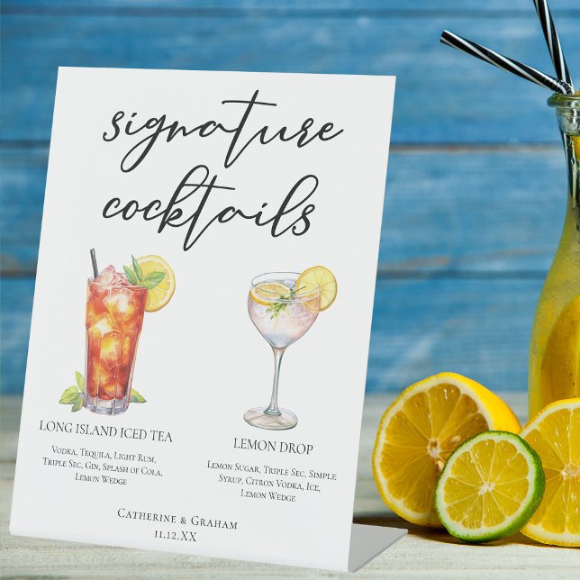 Garden Wedding Signature Cocktails Menu Pedestal Sign (Creator Uploaded)