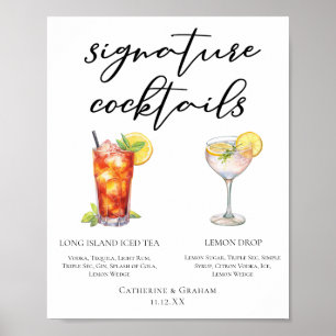 Garden Wedding Signature Cocktails Menu Poster
