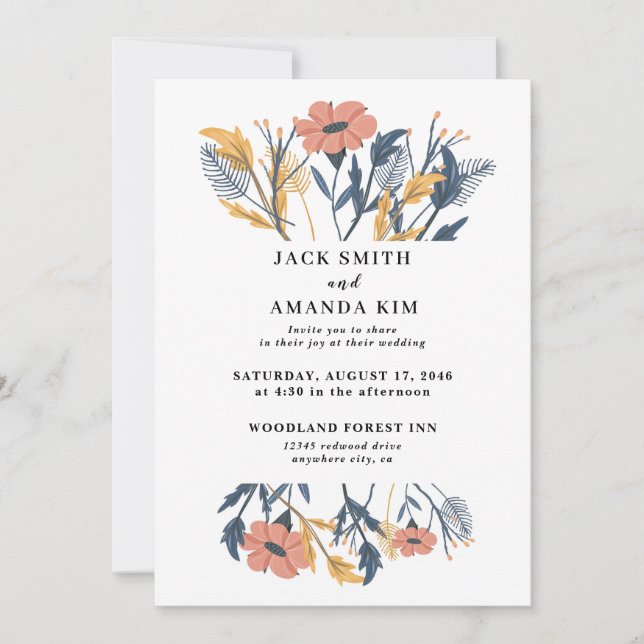 Garden Wedding Summer Floral Invitations (Front)