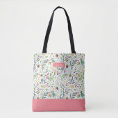 Garden Whimsy Floral Monogram Tote Bag (Front)