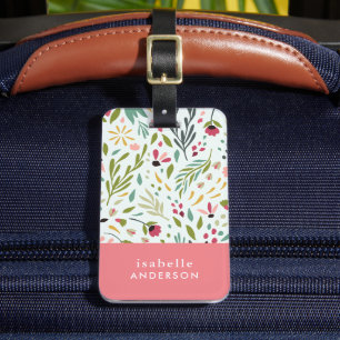 Garden Whimsy Floral Personalised Luggage Tag