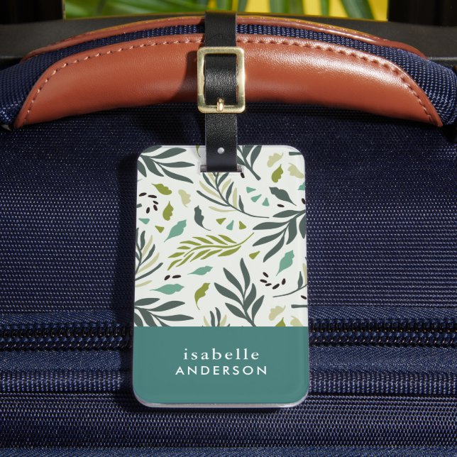 Garden Whimsy Greenery Personalised Luggage Tag (Front Insitu 2)