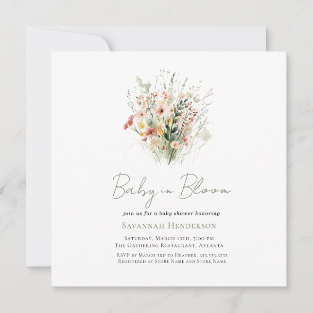 Garden Wildflower Baby in Bloom Baby Shower Invitation (Front)