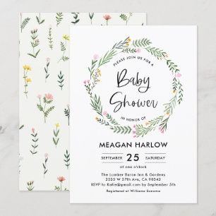 Garden Wildflower Girl Baby Shower Invitation