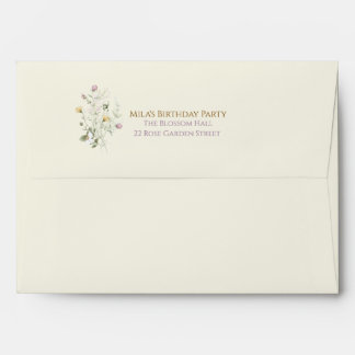 Garden Wildflower Girl Birthday Party Envelope