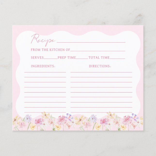 Garden Wildflower Modern Wavy Bridal Shower Game (Front)