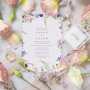 Garden Wildflower Purple Wedding Invitation