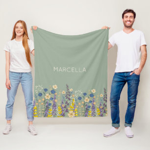 Garden Wildflowers Summer Garden Wedding Fleece Blanket