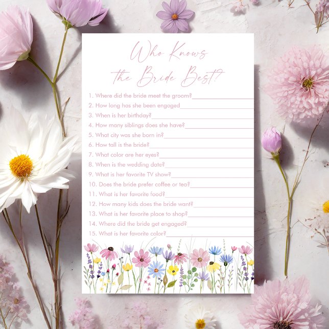 Garden Wildflowers Who Knows the Bride Best Game (Creator Uploaded)
