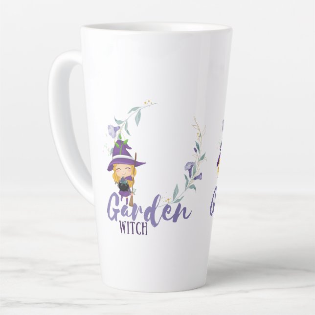 GARDEN WITCH - Personalise with text, spell, sigil Latte Mug (Left Angle)