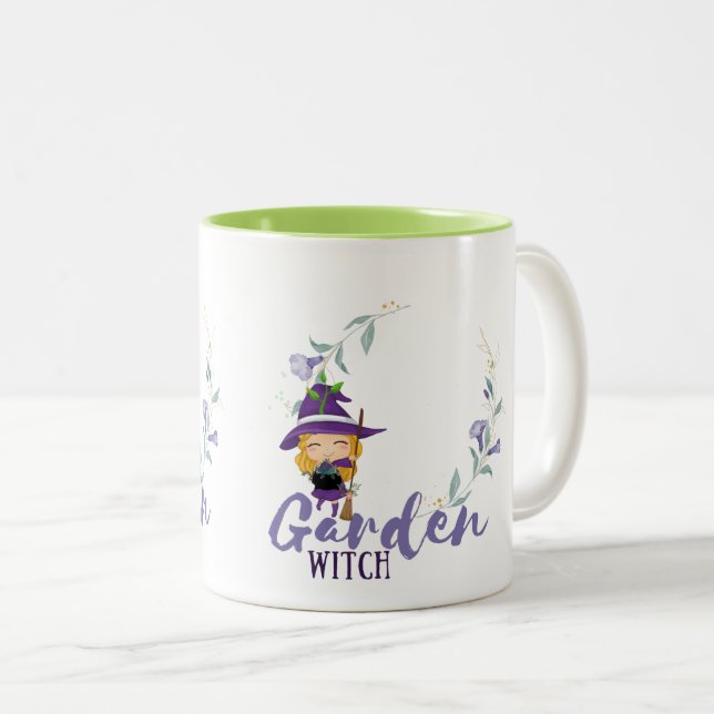 GARDEN WITCH - Personalise with text, spell, sigil Two-Tone Coffee Mug (Front Right)