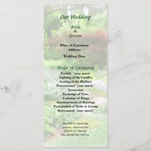 Garden With Japanese Maple Wedding Program Programme
