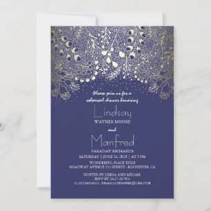 Garden Wonderland Gold Floral Rehearsal Dinner Invitation