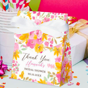 Garden yellow pink floral watercolor bridal shower favour box