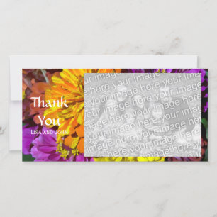 Garden Zinnia Flowers Thank You Photo Card