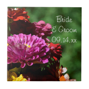 Garden Zinnia Flowers Wedding Tile