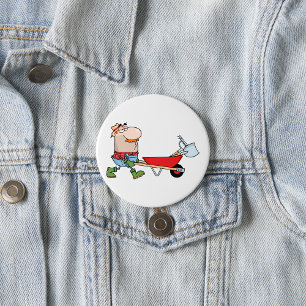 Gardener And A Wheelbarrow  7.5 Cm Round Badge