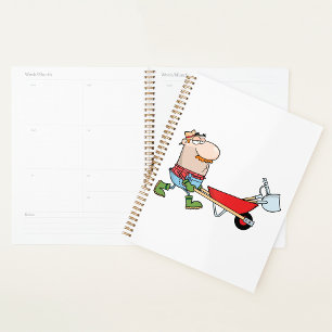 Gardener And A Wheelbarrow Spiral Planner