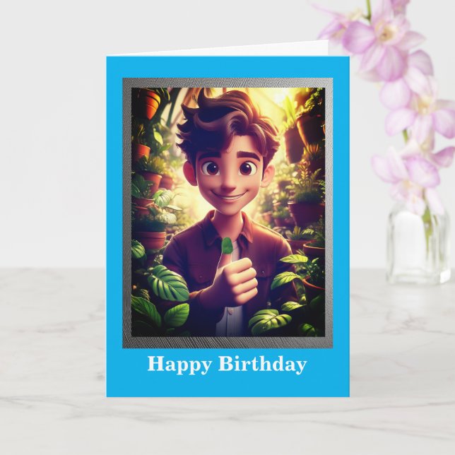 Gardener Birthday Card, 5" x 7" Folded Card (Orchid)