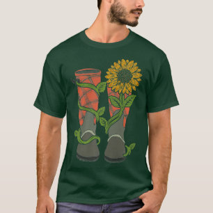 Gardener Boots Florist Gift Yellow Flower T-Shirt