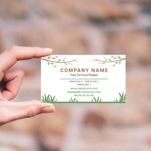 Gardener Business Card with branch tree & lawn