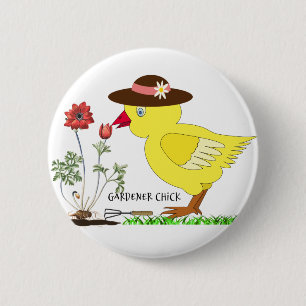 Gardener Chick 6 Cm Round Badge