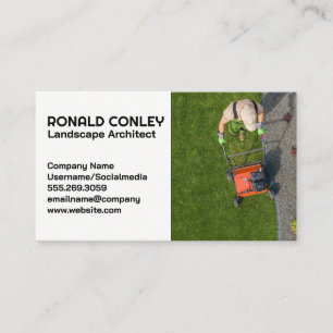 Gardener Cutting The Lawn Business Card