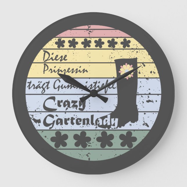 Gardener, Garden Lady, Gummy boots Princess Large Clock (Front)