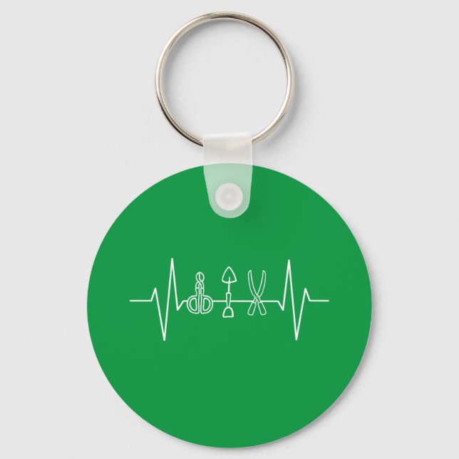 Gardener - Garden Tools Heartbeat Gardener Gift Key Ring (Front)