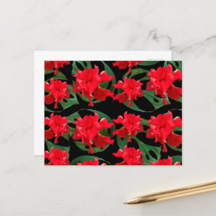 Gardener Hibiscus Monstera Pattern Black   Postcard
