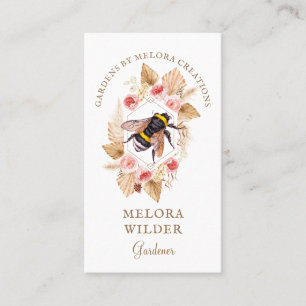 Gardener Honey Bee And Blush Pink And Floral Business Card