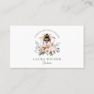 Gardener Honey Bee Blush Peach Pink Floral  Busine Business Card