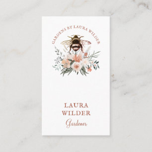 Gardener Honey Bee Blush Peach Pink Floral Business Card