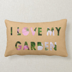 Gardener I Love My Garden Floral Text Lumbar Cushion