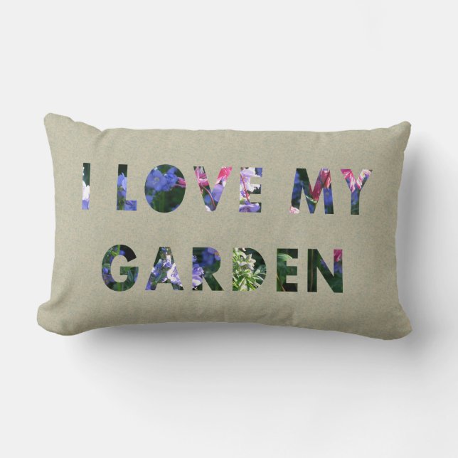 Gardener I Love My Garden Floral Text Lumbar Cushion (Front)