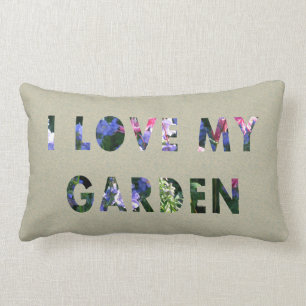 Gardener I Love My Garden Floral Text Lumbar Cushion