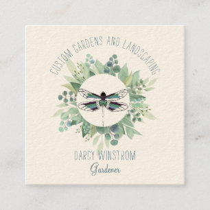 Gardener Landscaper Watercolor Greenery Square Business Card