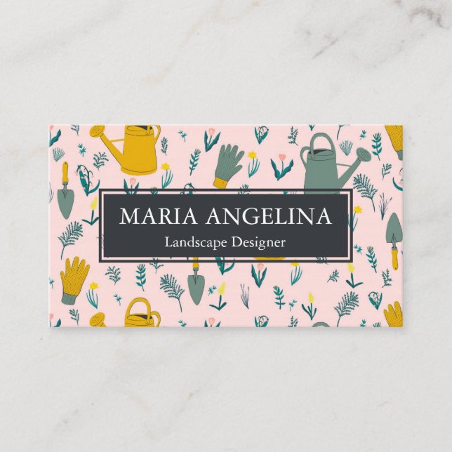 Gardener Landscaping Gardening Modern Cool Business Card (Front)