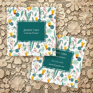 Gardener Landscaping Gardening Plants Modern Cool Square Business Card
