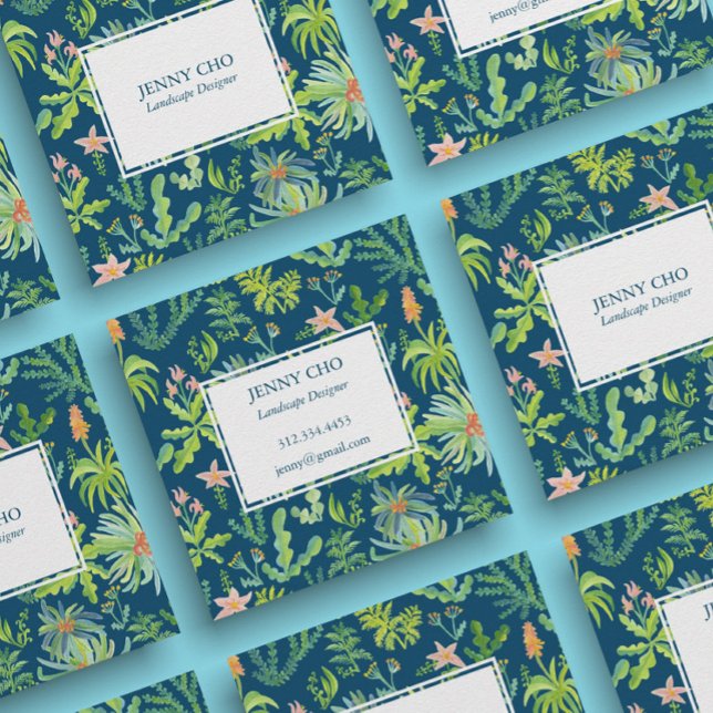 Gardener Landscaping Gardening Plants Modern Cool Square Business Card (Creator Uploaded)