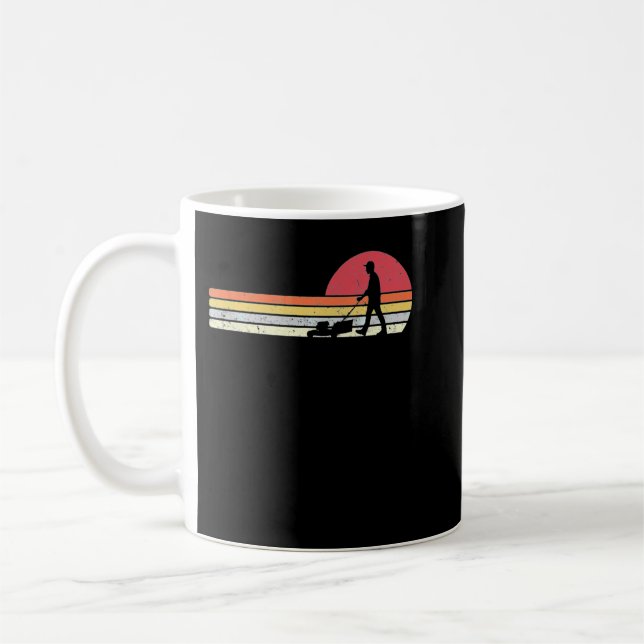 Gardener, Lawn Mower, Retro Style Groundskeeper Coffee Mug (Left)