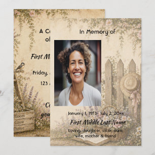 Gardener Memorial Prayer Card Photo Keepsake